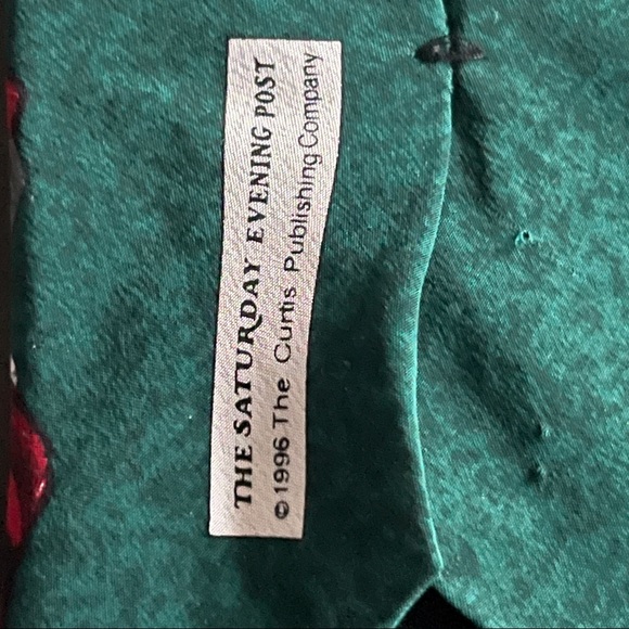 Vintage 1996 Saturday Evening Post Silk Hunter Green Christmas Neck Tie - Picture 6 of 6